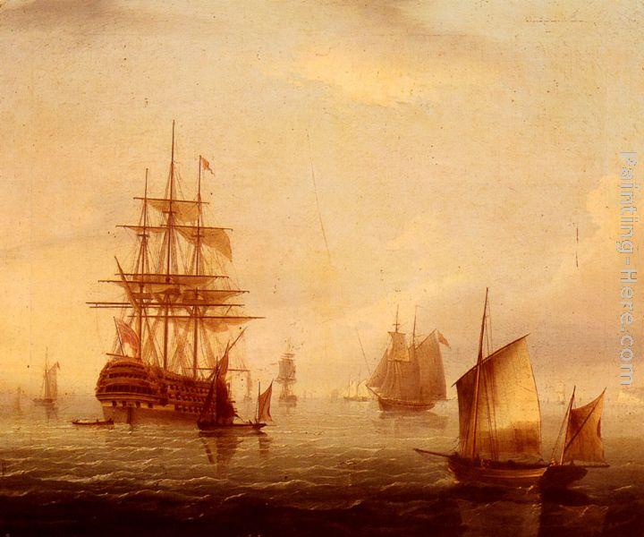 James E. Buttersworth Sailing Vessels Off A Coastline